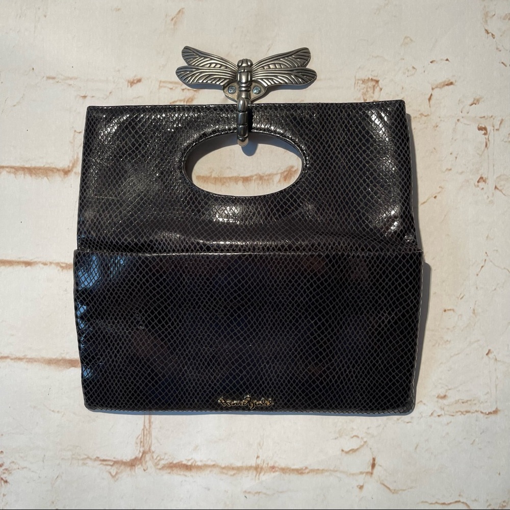 Henri Bendel Black Python Textured Leather Conver… - image 4